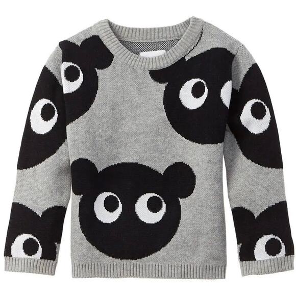 Huxbaby Other - Huxbaby Jumper Grey Marle Black Panda Print Crewneck Knot Sweater Boy’s Size 5